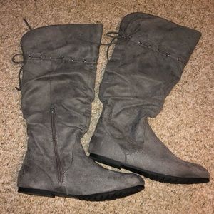 Gray Slouchy Boots